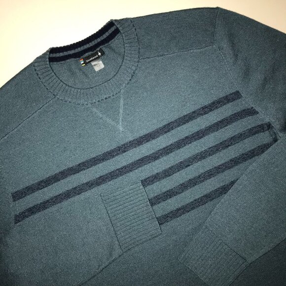 Men's Smartwool Sparwood Stripe Crew Wool Blend Sweater-Size M - Picture 1 of 10